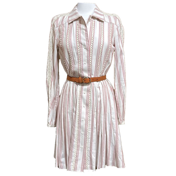 A Loves A Dresses & Skirts - A Loves A Women's Striped Shirt Dress Size S Maroon Cream Knee Length - EUC